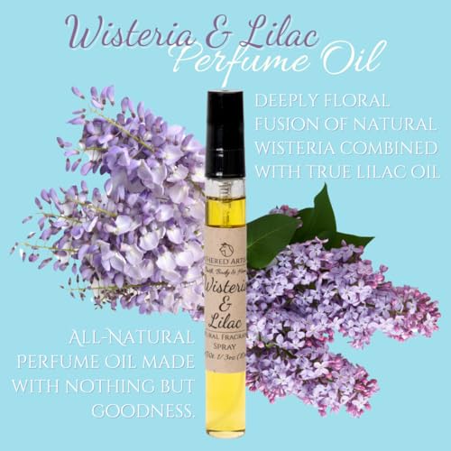 Wisteria & Lilac - Natural Fragrance Oil Perfume with Essential Oils by Lathered Artisan - Alcohol-Free Plant Based Oil Perfume, Nourishing, and Uniquely Handcrafted (Wisteria & Lilac - Spray)