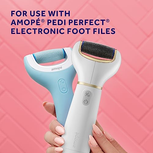Amopé Pedi Perfect Electric Callus Remover Foot File Roller Head Refills, with Diamond Crystals, Removes Hard & Dead Skin, Extra Coarse for Very Hard Skin – 2 Count