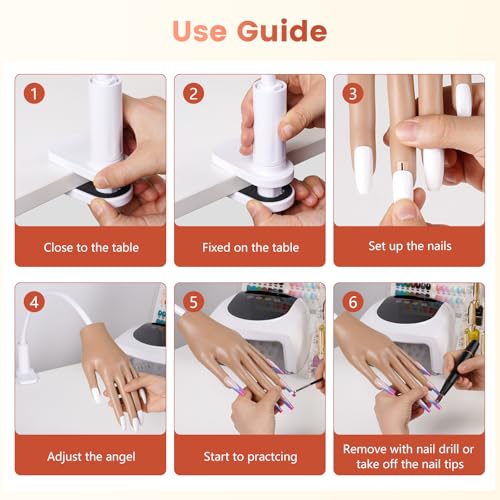 Practice Hand for Acrylic Nails: Nail Tips Won't Fall off From Fake Nail Practice Hand - Flexible Nail Mannequin Hand Practice for Beginners