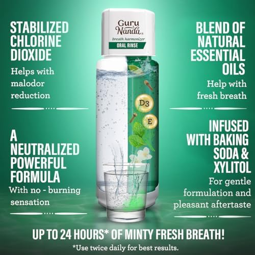 GuruNanda Shine Bright Stay Fresh – Dual Barrel Whitening & Breath Harmonizer Mouthwash & Neem Toothpaste for Long-Lasting Fresh Breath & Teeth Whitening