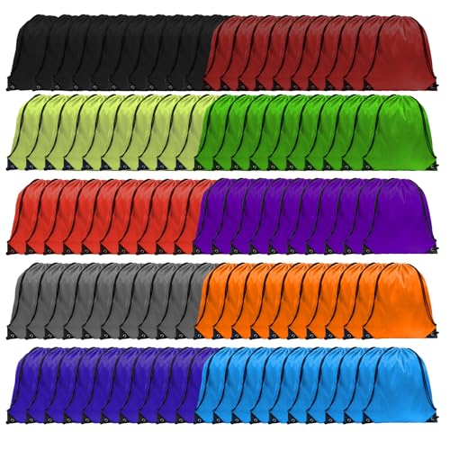 GoodtoU Drawstring Bags Bulk Cinch Backpacks - Nylon Drawstring Backpack Sports String bags 16 Pcs Orange