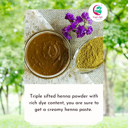 Triple Sifted Henna Powder For Hair | 2 Pound Bulk Pack | 100% Pure Henna Powder | Zero Chemicals, Best results | By Yogi's Gift®