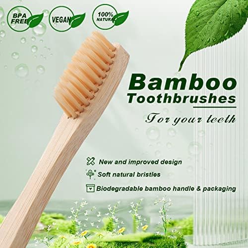 Sieral 120 Pcs Bamboo Toothbrushes Bulk, Soft Bristle Toothbrush for Adults, Eco Friendly Natural Wooden Toothbrushes, Vegan Organic Bamboo Travel Tooth Brush, Individually Wrapped, 7 Inch 12 Color