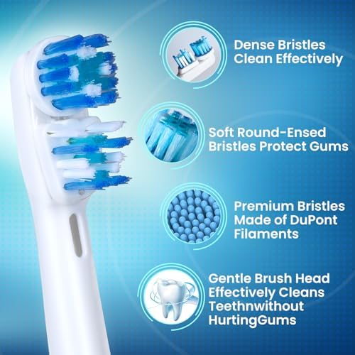 Replacement Brush Heads Compatible with Oral B- Double Clean Design, Double Clean Brush Heads, Compatible with Braun Oral-B Dual Clean Electric Toothbrush (16-Pack)