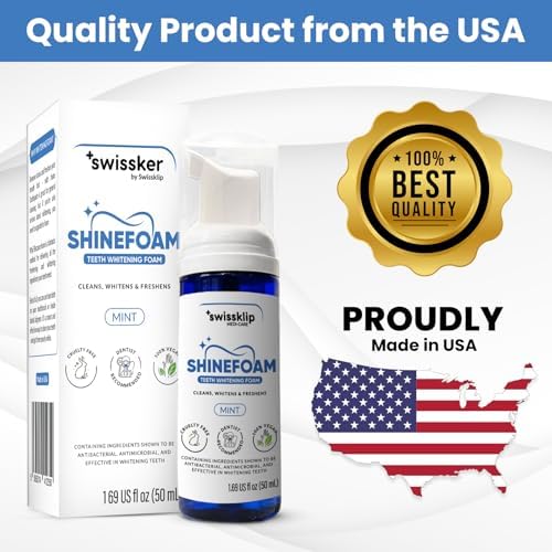 Swissklip Teeth Whitening Foam | Mint Flavor Whitening Toothpaste | Teeth Whitener I Professional Teeth Whitening Kit | 100% Vegan - Made in USA - 1.69 oz - Pack 1