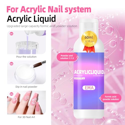 Major Dijit Acrylic Nail Kit with Drill - Complete Starter Set for Beginners White Pink Clear Acrylic Powder, 6 Gel Polish Colors, UV LED Light, Nail Decorations & Salon Tools | Home Manicure Gift Set
