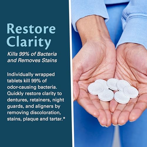 Retainer Cleanser Tablets Cleaner, Removes Odors Discoloration Stains and Plaque 2 Month Supply Denture Cleansers Retainers Mouth Guards Denture Bath Mint by M3 Naturals