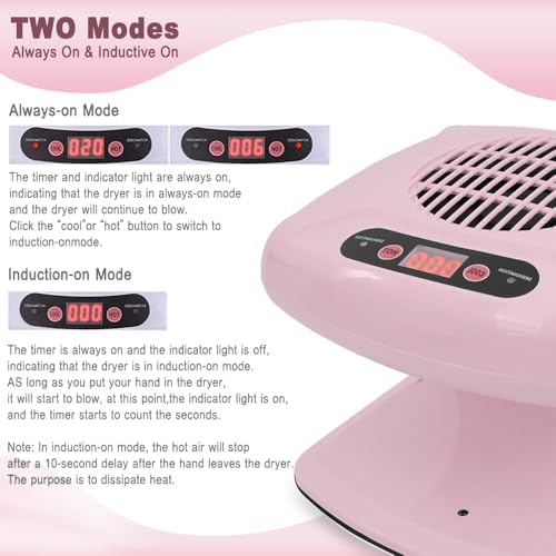 Nail Dryer for Regular Polish,300W Nail Drying Fan with Auto Sensor,Hot & Cold Air Nail Drying Fan for Salon & Home Manicure Use