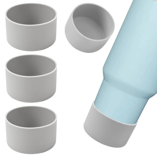 4Pack Silicone Boot for Stanley 40oz Quencher Adventure &Stanley IceFlow 30oz 20oz &Hydro Flask 12-40oz, Protective Cup Bottom Sleeve Cover Compatible with Stanley Cup Accessories (Gray)