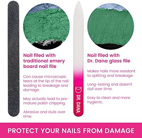 Dr. Dana Glass Nail File with Case - Premium Double-Sided Etched Crystal Nail File for Natural Nails, Protective Travel Case Included – Ideal Self Care Gift, Professional Quality by Dr. Dana