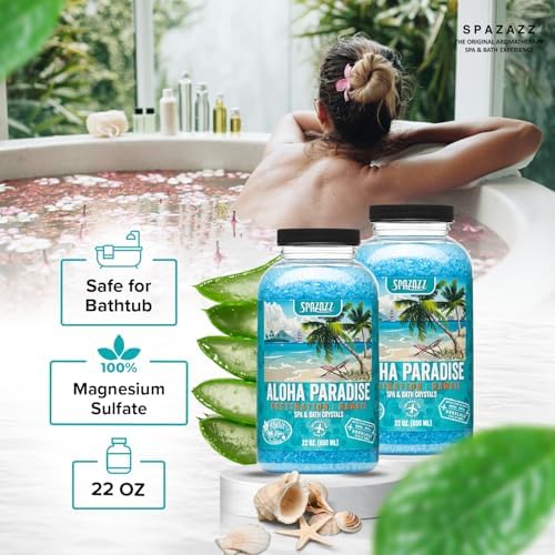 Spazazz Destinations - Hawaii - Aloha Paradise - Natural Spa & Bath Salt Aromatherapy Crystals 22oz -Skin Softener - Safe for Your Hot Tub & Kids