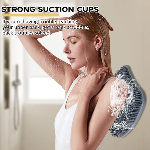 Extra Thicker & Larger Foot Scrubber Mat for Shower, Silicone Back Body Exfoliator Massager Cleaner Washer with Non Slip Suction Cup, Exfoliating Scrub Brush Pad for Women Men Elderly