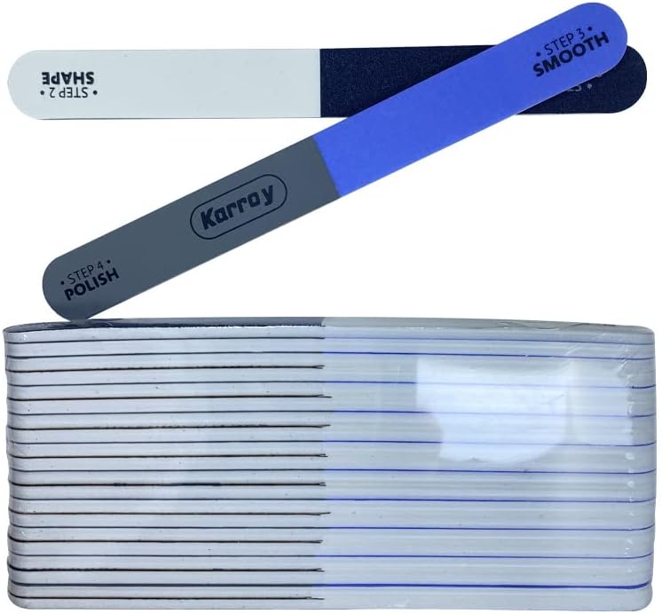 Nail File and Buffer for Natural Nails Dual Sided 4 Steps Shorten-Shape-Smooth-Polishing Nail Tools 20pcs