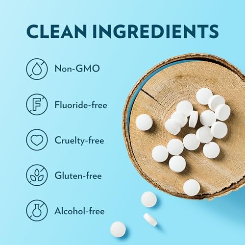 Peppermint Mouthwash Tablets - Chewable Tablet for Fresh Breath Fluoride Free Alcohol Free Travel Size Mouthwash - 90 Tablets