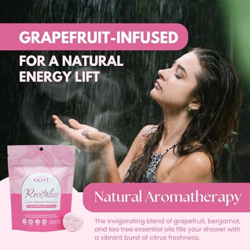 Revitalize Shower Steamers – USA Made - Energizing Aromatherapy Shower Bombs with Menthol, Grapefruit, Bergamot & Tea Tree – Long-Lasting Citrus Shower Tablets – 7 Tablets