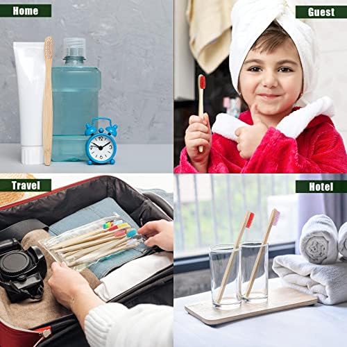 Sieral 120 Pcs Bamboo Toothbrushes Bulk, Soft Bristle Toothbrush for Adults, Eco Friendly Natural Wooden Toothbrushes, Vegan Organic Bamboo Travel Tooth Brush, Individually Wrapped, 7 Inch 12 Color