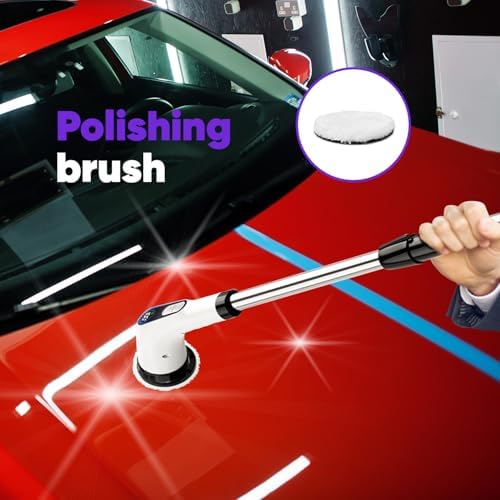 Powerful Electric Spin Scrubber Cordless — 3000mAh Cordless Bathroom Scrubber with 2 Speeds + 7 Brush Heads + 1 Wall Hanger + 3 Crevice Tools — Bathroom Cleaning Brush. Electric Shower Scrubber
