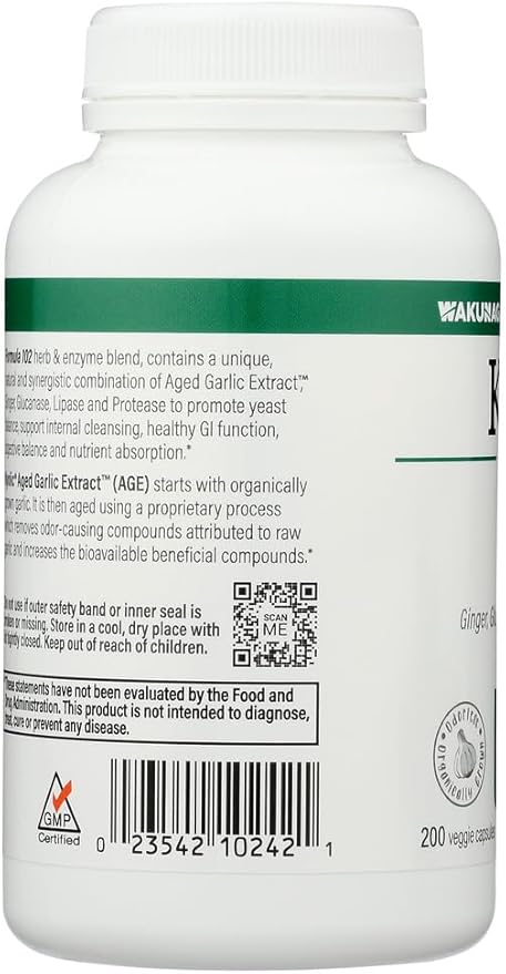 Aged Garlic Extract, Cleanse & Digestion, Formula 102, 200 Veggie Capsules, Kyolic
