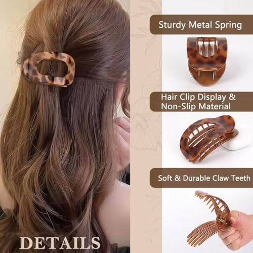 4Pcs Flat Hair Clips, Strong Hold French Flat Claw Clips for Women for Thick Thin Hair, Style Medium Classic Hair Barrettes (Set A)