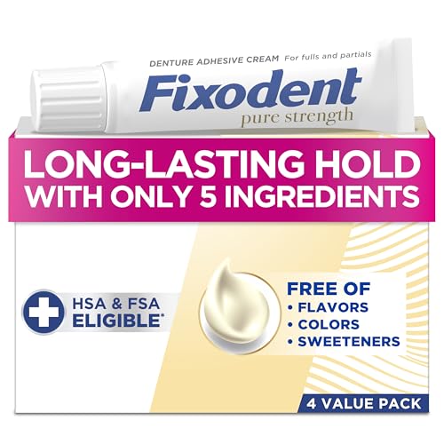 Fixodent Pure Strength Secure Denture Adhesive 2.4oz (Pack of 4)