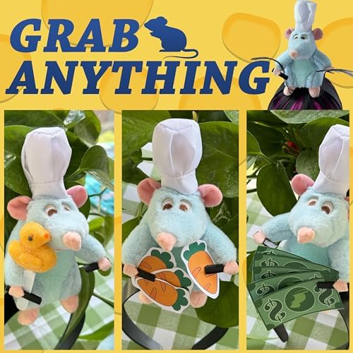 Rat Headband Clip Grabs Hair Rat Plush Toy Mouse Ears Stuffed Animal Costume Props Funny for Adults