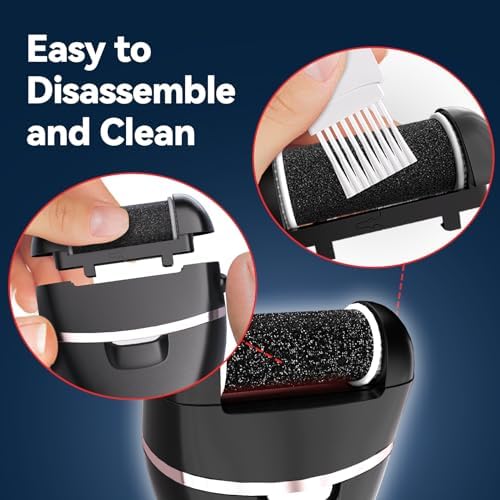 Rechargeable Electric Callus Remover for Feet with 6 Roller Heads, Dual-Speed Foot File, Waterproof Pedicure Kit 20 in 1 for Smooth Skin and Foot Spa