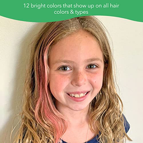 Fresh Monster Temporary Hair Coloring Chalk 12 Bright Colors Washes Out Easily Girls and Boys Non-Toxic and Safe for All Ages, Hair Colors and Textures Great Gift Idea