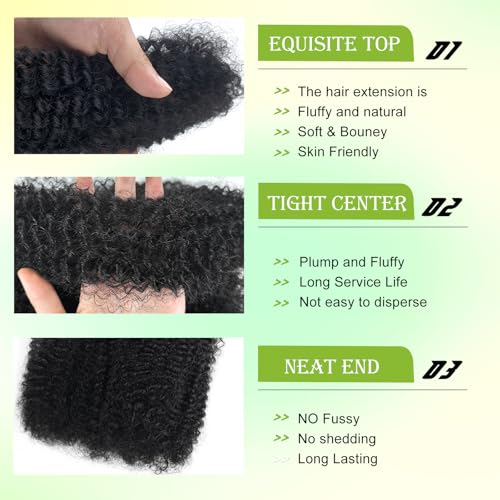 poetically 16 Inch Afro Kinkys Bulk Human Hair Afro Kinky-Curly Human Hair Bundles for Mini Twist 50g/Pack Natural Black 4C Dreadlock Extensions for Permanent Sister Locs/Mini Twists/Braids/Repair