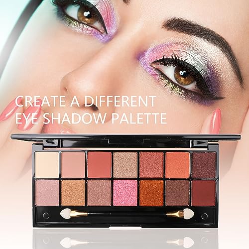 All in One Makeup Kit - 2X14 Eyeshadow Palette, Liquid Foundation, Eyeliner Pencils, Contouring Stick, Lip Gloss, 20Pcs Makeup Brushes (Black)