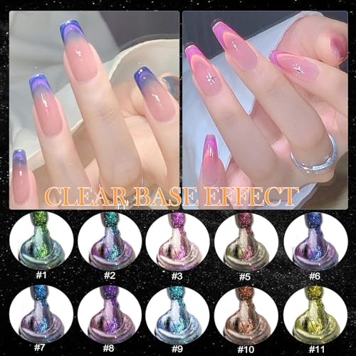 9D Cat Eye Gel Nail Polish Set 12 Colors, Cat Eye Gel Polish with Magnet, Magnetic Cateye Chameleon Galaxy Effects Professional Use for Salon