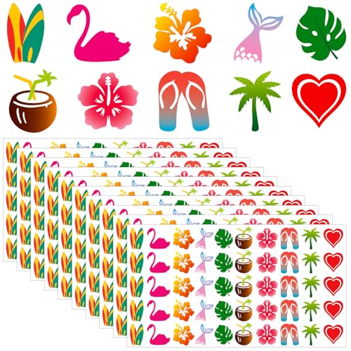 Tanning Stickers for Body, 500Pcs Hawaiian Self Adhesive Removable Tanning Sunbathing Stickers for Woman Kids Summer Beach Face Body Accessories