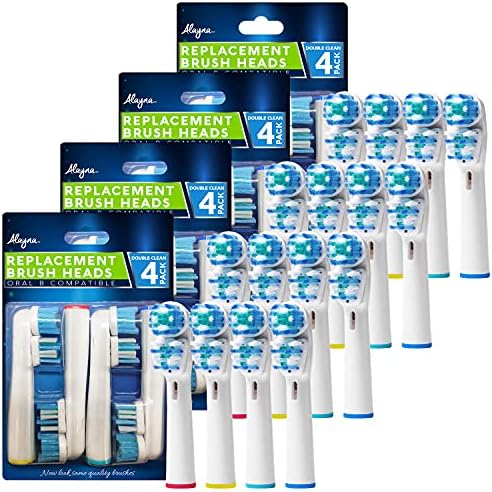 Replacement Brush Heads Compatible With Oral B- Double Clean Design, Pack of 16 Generic Electric Toothbrush Replacement Heads- Fits Oralb Pro 7000, 1000, 8000, 9000, 1500, 5000, Kids, Vitality & More!