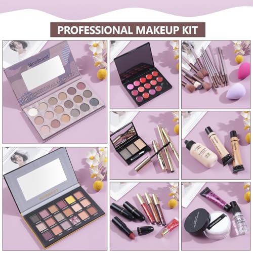 All-in-One Makeup Kit for Women & Girls - Travel & Professional Makeup Set Includes Eyeshadow, Lipstick, Brow Pencil, Eyeliner & Brush Set