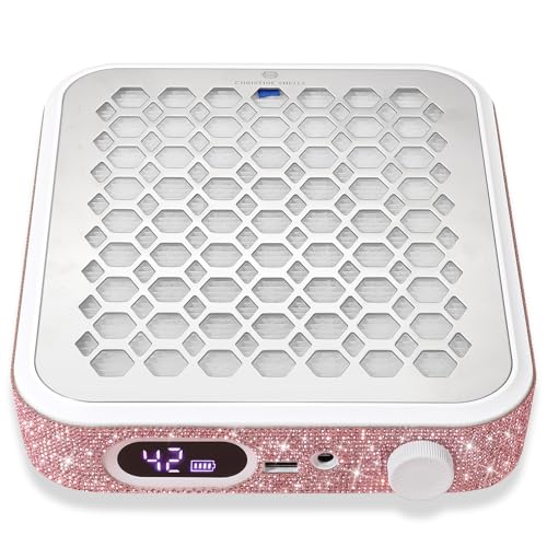 Nail Dust Collector, Rechargeable Dust Collector Nail Tech, Powerful Vacuum Fan Vent Dust Collector Extractor Dust Suction Machine for Acrylic Nails Polishing, Nail Salon&Home, Pink