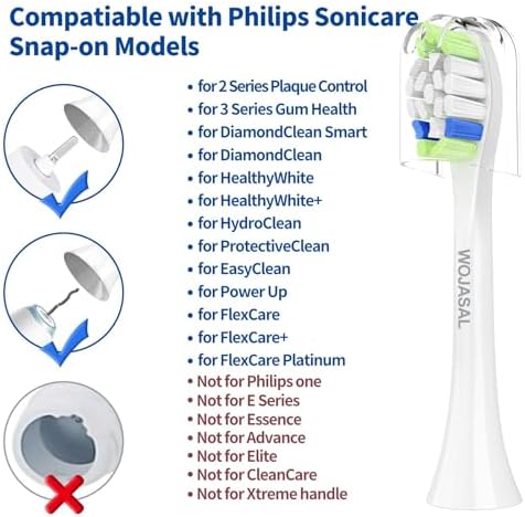 Replacement Toothbrush Brush Heads Compatible with Philips Sonicare Electric Toothbrushes for Snap-On System, Pack of 10, White
