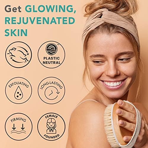 Dry Brushing Body Brush for Lymphatic Drainage & Cellulite - Natural Brustles for Wet and Dry Brushing, Body Exfoliating Brush with Massage Nodes for Soft & Smooth Skin