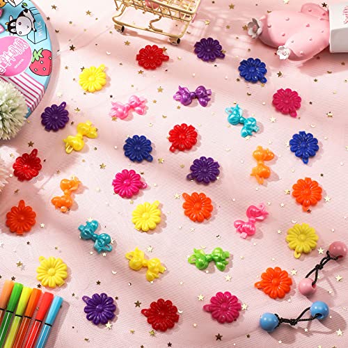 Giegxin 60 Pcs Self Hinge Hair Barrettes Ball Bubble Hair Accessories for Girls Set Plastic Girls Barrettes Clips Assorted Elastic Ponytail Holder Toddler Ball Ties(ovely Style)