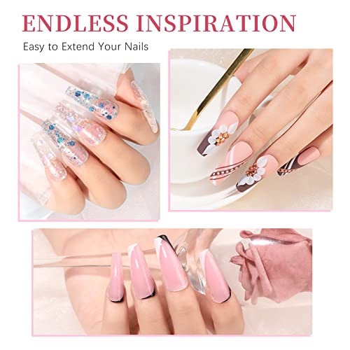 Solid Builder Gel for 3D Nail Art Extension Gel Non Stick Hand Sculpture Hard Gels with Dual Form Flower Strengthen for Home DIY Nails Salon Lamp Cure Require 30g(1oz)