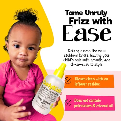 CurlyKids Super Detangling Spray | Frizz Control Hair Detangler Spray for Kids, Hair Care for Kinky, Wavy & Curly Hair, Sulfate & Paraben Free, 3 Pack