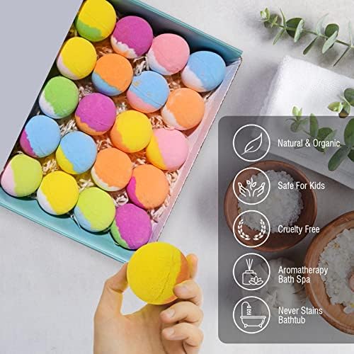 Bath Bombs for Kids with Surprise Inside, 20 Pack Kids Bath Bombs Gift Set with Toys for Girls Boys, Handmade Child-Safe Bubble Bath Fizzy Balls Kit for Birthday, Summer Fun, Christmas