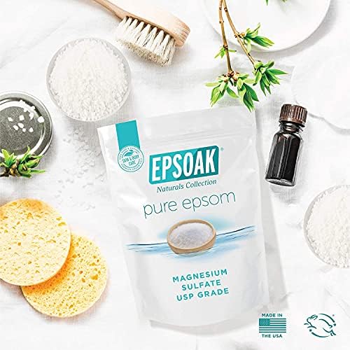 Epsoak Epsom Salt 10 lb. Magnesium Sulfate USP. (Qty. 1 x 10lb. Bags) Resealable Epsom Salt Bulk Bags Unscented, Made in The USA, Cruelty-Free Certified