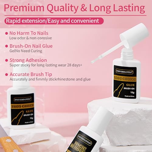 Gel Nail Glue and Nail Glue Remover Kit，Strong Nail Glue Quickly Nail Glue Remover for Press on Acrylic Nails Tips，Nail Glue Gel for Fake Nail Kit