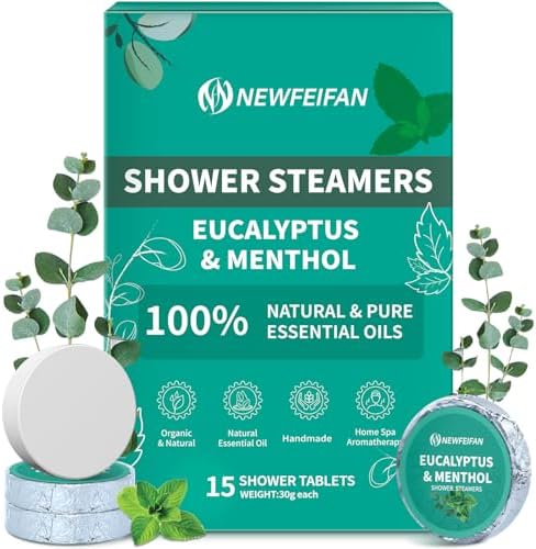 Shower Steamers Aromatherapy 15 Pack Bath Bombs Gifts for Women & Men Organic Eucalyptus & Menthol Essential Oil, Spa Relaxing Birthday Gifts for Wife & Husband, Travel Essentials Aromatherapy