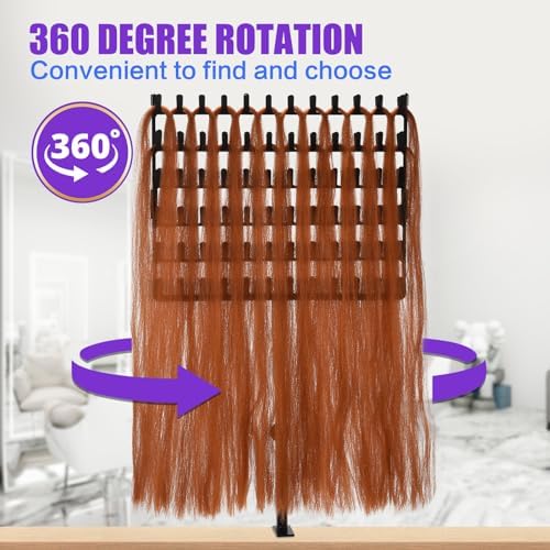GADFISH Braiding Hair Rack Desktop, 144 Pegs Height Adjustable Braiding Rack for Hair, 360° Rotation Hair Extension Holder, Hair Rack for Hair Braider with Braiding Hair Supplies