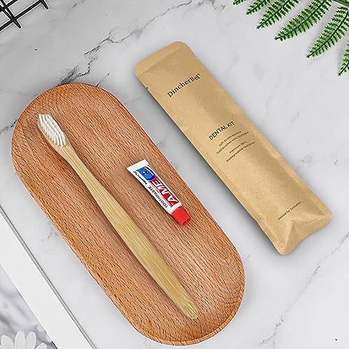 Bamboo Toothbrushes Kit Bulk, Disposable Toothbrushes with Toothpaste(6g), Individually Wrapped Toiletries Amenities for Hotel, Airbnb, Homeless, Shelter, Camping and Travel (50 Pack)