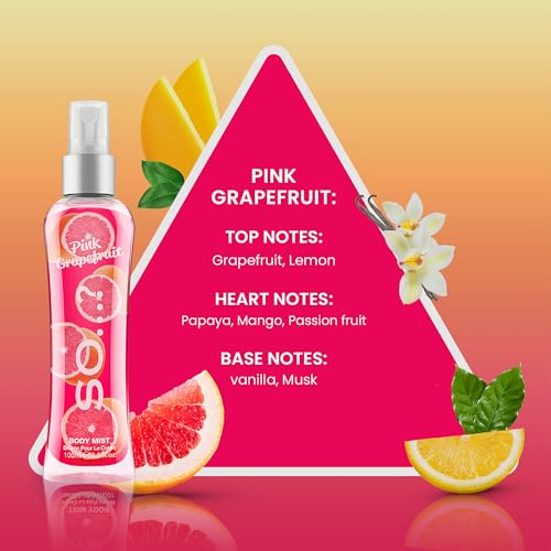 So...? Pink Grapefruit Body Mist for Women - 3.5 oz Body Mist - Pack of 3
