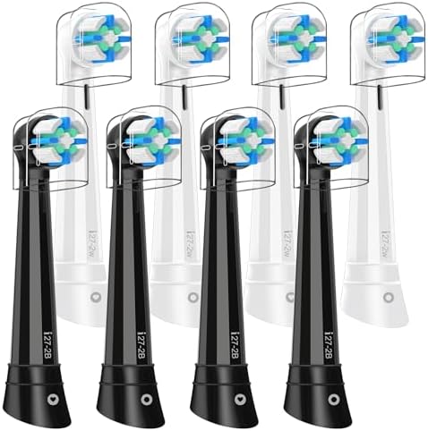8 Pcs IO Replacement Heads Compatible with Oral B IO 2/3/4/5/6/7/8/9/10 Series Electric Toothbrush, Brush Heads Compatible with Oral B IO for Teeth Cleaning and Gum Protection (Black/White)