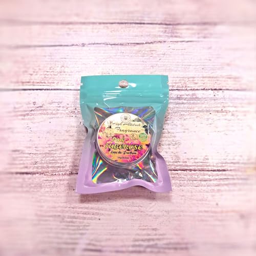 PINK TUBEROSE Perfume - Eau de Parfum - Solid Balm - Aromatherapy Essential Oils (Polianthes Tuberosa, Honeysuckle, Rose, Frangipani, Jasmine, Mandarin, Lily, Green Tea) - Natural Fragrance - 0.5oz