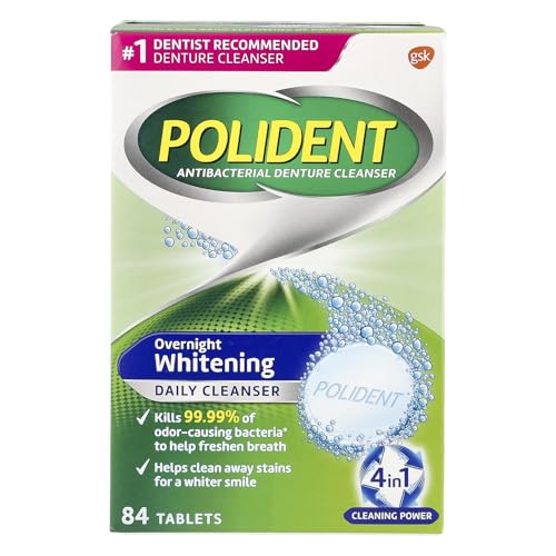 Polident Overnight Whitening Triple Mint Freshness Denture Cleaner Tablets - 84 CT