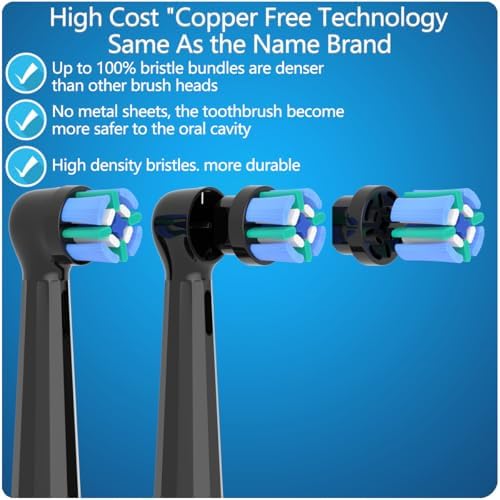 8 Pack Replacement Heads Compatible with Oral B iO Toothbrushes, Brush Heads for Oral-B iO 2/3/4/5/6/7/8/9/10/7G Series, with Covers, Black+White